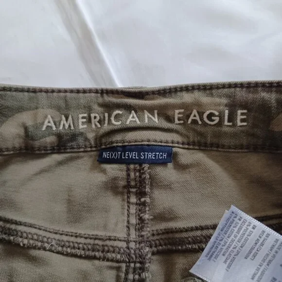 AEO American Eagle Jeggings Jeans Cargo Super Highrise Hi-Rise Crop Camo Size 4 - Picture 7 of 12